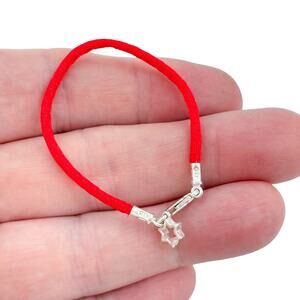 Vintage Sterling Silver 925 Star Charm Red Cord Bracelet 5"